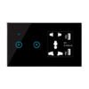 Interruptor con Tomacorriente Inteligente y USB (Negro)